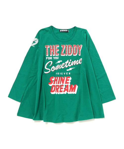 ZIDDY（ジディ）の「ZIDDY/天竺Aライン長袖Tシャツ（Tシャツ/カットソー・キッズ・グリーン/オフホワイト・160/130/150/140）」の2枚目の写真