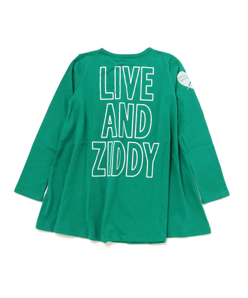 ZIDDY（ジディ）の「ZIDDY/天竺Aライン長袖Tシャツ（Tシャツ/カットソー・キッズ・グリーン/オフホワイト・160/130/150/140）」の3枚目の写真