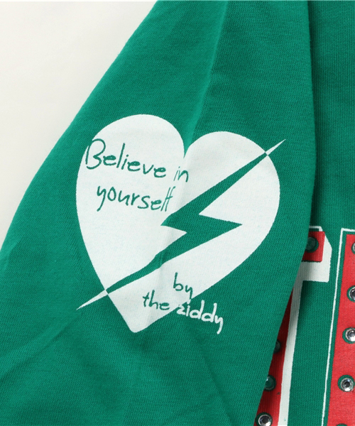 ZIDDY（ジディ）の「ZIDDY/天竺Aライン長袖Tシャツ（Tシャツ/カットソー・キッズ・グリーン/オフホワイト・160/130/150/140）」の8枚目の写真