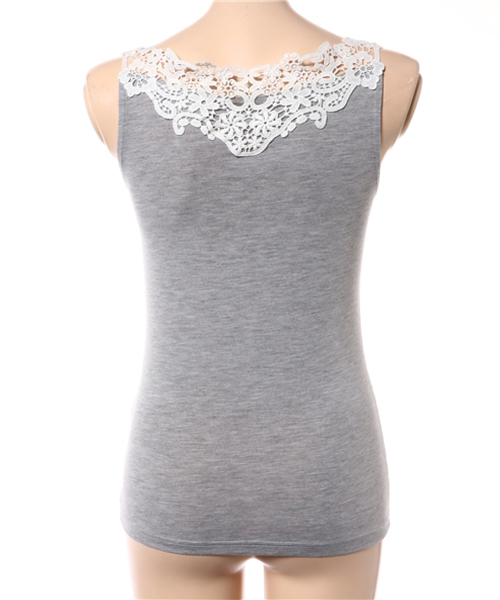 Honeys（ハニーズ）の「レース使いタンクトップ（タンクトップ・レディース・ブラック/オフホワイト/杢グレー/ネイビー・S/M/L）」の5枚目の写真