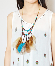 チャイハネ | 【チャイハネ】フェザー＆ビーズボリュームネックレス(ネックレス)