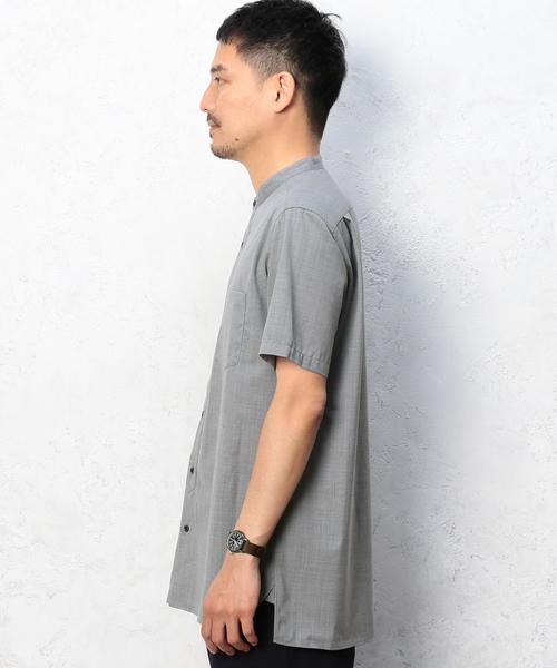 green label relaxing（グリーンレーベルリラクシング）の「[ウォッシャブル] KC WSBL/TRO バンドカラー S/SL シャツ ◆（シャツ/ブラウス・メンズ・ブラック/ライトグレー・SMALL/MEDIUM/LARGE）」の5枚目の写真