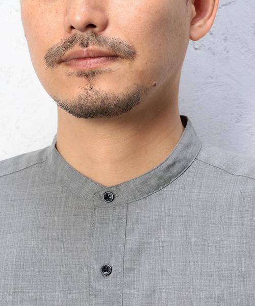 green label relaxing（グリーンレーベルリラクシング）の「[ウォッシャブル] KC WSBL/TRO バンドカラー S/SL シャツ ◆（シャツ/ブラウス・メンズ・ブラック/ライトグレー・SMALL/MEDIUM/LARGE）」の7枚目の写真