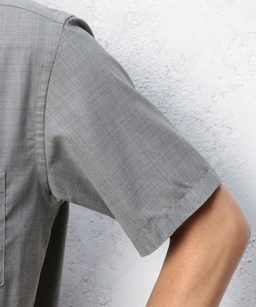 green label relaxing（グリーンレーベルリラクシング）の「[ウォッシャブル] KC WSBL/TRO バンドカラー S/SL シャツ ◆（シャツ/ブラウス・メンズ・ブラック/ライトグレー・SMALL/MEDIUM/LARGE）」の8枚目の写真