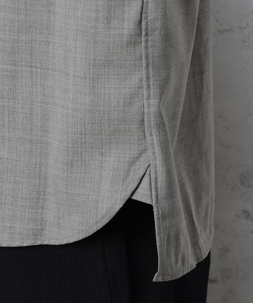 green label relaxing（グリーンレーベルリラクシング）の「[ウォッシャブル] KC WSBL/TRO バンドカラー S/SL シャツ ◆（シャツ/ブラウス・メンズ・ブラック/ライトグレー・SMALL/MEDIUM/LARGE）」の9枚目の写真