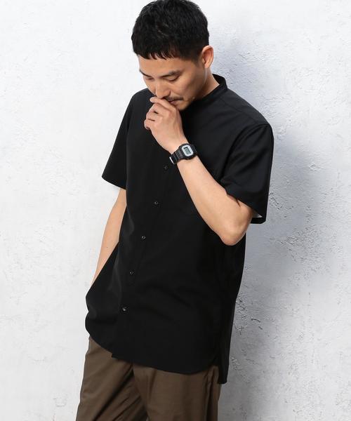 green label relaxing（グリーンレーベルリラクシング）の「[ウォッシャブル] KC WSBL/TRO バンドカラー S/SL シャツ ◆（シャツ/ブラウス・メンズ・ブラック/ライトグレー・SMALL/MEDIUM/LARGE）」の15枚目の写真