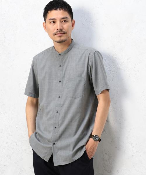 green label relaxing（グリーンレーベルリラクシング）の「[ウォッシャブル] KC WSBL/TRO バンドカラー S/SL シャツ ◆（シャツ/ブラウス・メンズ・ブラック/ライトグレー・SMALL/MEDIUM/LARGE）」の16枚目の写真