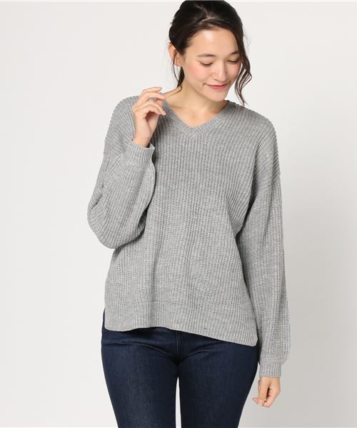 VENCEEXCHANGE(ヴァンスエクスチェンジ)の「ピンクリボン 2WAY畦ニットプルオーバー(ニット/セーター・レディース・ワインレッド/オフホワイト/ブラック/グレー/パープル・MEDIUM)」の15枚目の写真