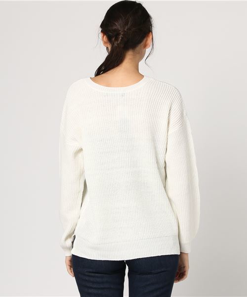 VENCEEXCHANGE(ヴァンスエクスチェンジ)の「ピンクリボン 2WAY畦ニットプルオーバー(ニット/セーター・レディース・ワインレッド/オフホワイト/ブラック/グレー/パープル・MEDIUM)」の12枚目の写真