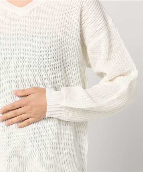 VENCEEXCHANGE(ヴァンスエクスチェンジ)の「ピンクリボン 2WAY畦ニットプルオーバー(ニット/セーター・レディース・ワインレッド/オフホワイト/ブラック/グレー/パープル・MEDIUM)」の10枚目の写真