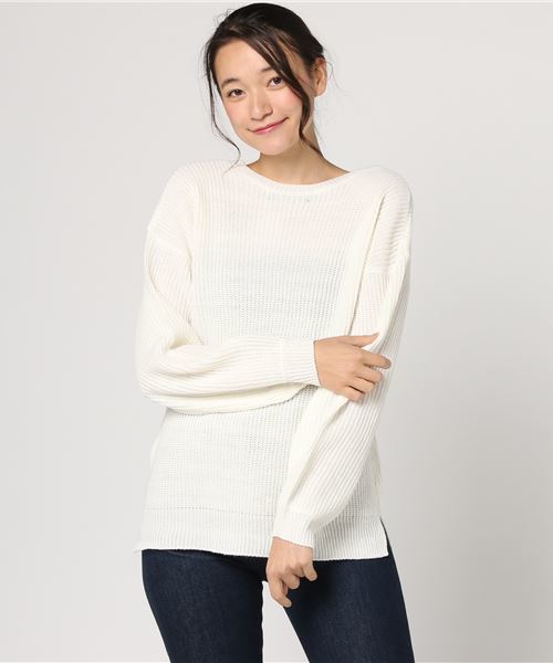 VENCEEXCHANGE(ヴァンスエクスチェンジ)の「ピンクリボン 2WAY畦ニットプルオーバー(ニット/セーター・レディース・ワインレッド/オフホワイト/ブラック/グレー/パープル・MEDIUM)」の7枚目の写真