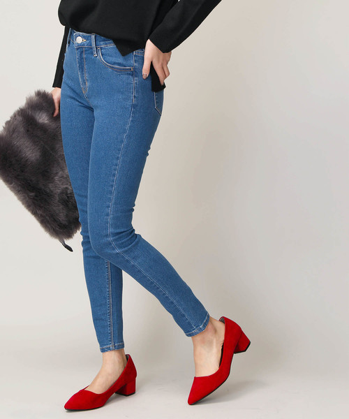 WEGO(ウィゴー)の「WEGO/ハイウエストスーパーフィットスキニーデニムパンツ(デニムパンツ・レディース・インディゴブルー/ライトインディゴブルー/ダークインディゴブルー・SMALL/MEDIUM/LARGE)」の2枚目の写真