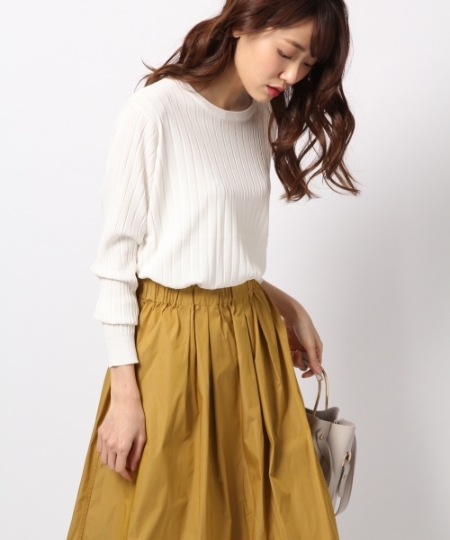 BLISS POINT(ブリスポイント)の「【UVカット】レーヨンブレンドリブクルーニット/779749(ニット/セーター・レディース・シルバー/ブラック/ホワイト/グリーン/イエロー・MEDIUM/LARGE)」の2枚目の写真