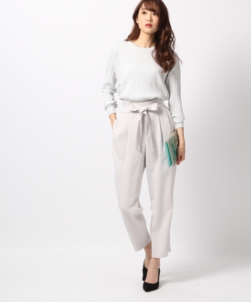 BLISS POINT(ブリスポイント)の「【UVカット】レーヨンブレンドリブクルーニット/779749(ニット/セーター・レディース・シルバー/ブラック/ホワイト/グリーン/イエロー・MEDIUM/LARGE)」の10枚目の写真