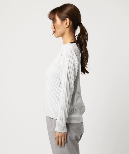 BLISS POINT(ブリスポイント)の「【UVカット】レーヨンブレンドリブクルーニット/779749(ニット/セーター・レディース・シルバー/ブラック/ホワイト/グリーン/イエロー・MEDIUM/LARGE)」の6枚目の写真