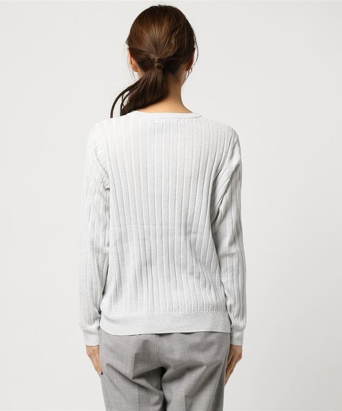 BLISS POINT(ブリスポイント)の「【UVカット】レーヨンブレンドリブクルーニット/779749(ニット/セーター・レディース・シルバー/ブラック/ホワイト/グリーン/イエロー・MEDIUM/LARGE)」の7枚目の写真