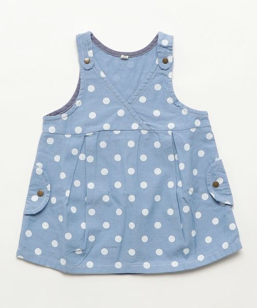 RAGMART(ラグマート)の「ダンガリージャンパースカート(ジャンパースカート・キッズ・ドット/ストライプ・95cm/90cm/80cm)」の2枚目の写真