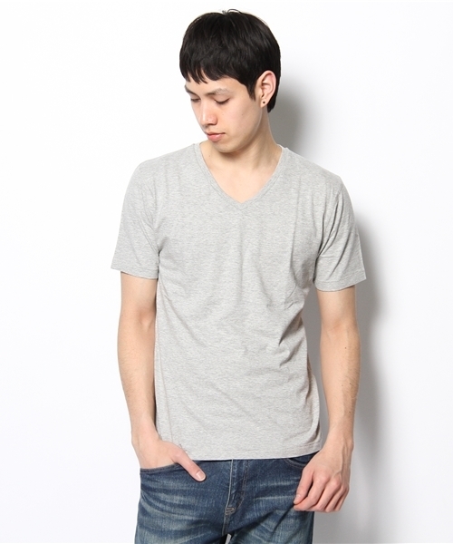 WEGO（ウィゴー）の「WEGO/スラブVネックTee（S）（Tシャツ/カットソー・メンズ・ホワイト/ブラック/杢グレー/サックスブルー/ライトピンク/ワイン/アイボリー/グリーン・SMALL/MEDIUM/LARGE）」の5枚目の写真