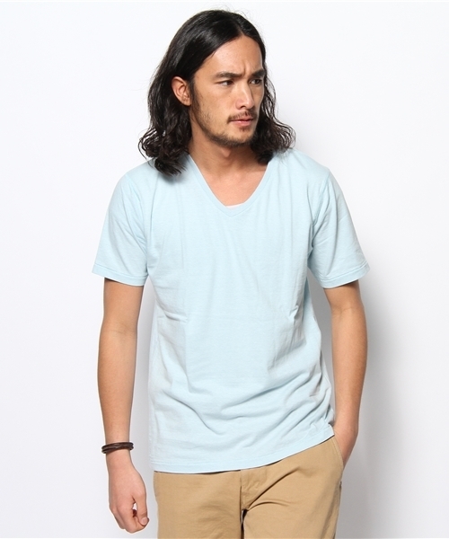 WEGO（ウィゴー）の「WEGO/スラブVネックTee（S）（Tシャツ/カットソー・メンズ・ホワイト/ブラック/杢グレー/サックスブルー/ライトピンク/ワイン/アイボリー/グリーン・SMALL/MEDIUM/LARGE）」の6枚目の写真