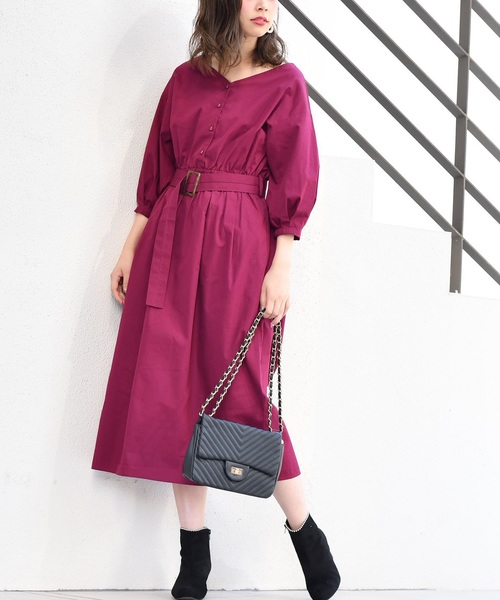 natural couture（ナチュラルクチュール）の「前後2WAYレディワンピース（ワンピース・レディース・ブラック/ブラウン/マスタード/その他1/その他2/ピンク系その他・FREE）」の5枚目の写真