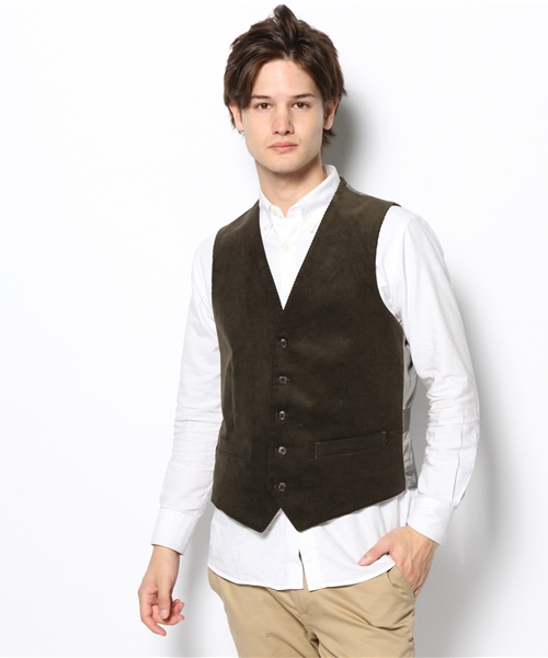 green label relaxing（グリーンレーベルリラクシング）の「□CORD ベスト（ベスト・メンズ・ワインレッド/オリーブ/ネイビー・SMALL/MEDIUM/LARGE）」の2枚目の写真