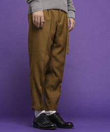 【セットアップ対応】RETORO POLYESTER TWILL / ベルト付き タックワイド テーパード トラウザーパンツ(センタープレスパンツ)