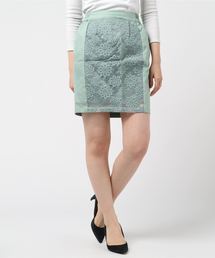 ツイルxレース切替タイトスカート