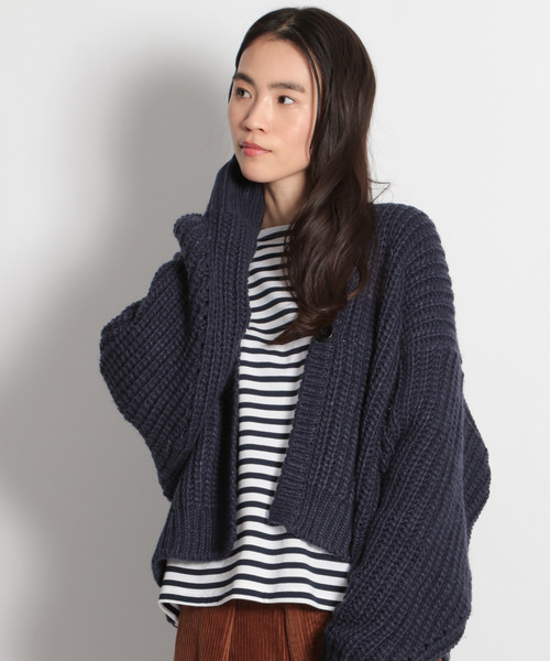 niko and...（ニコアンド）の「ローゲージ抜き襟カーディガン（カーディガン/ボレロ・レディース・ライトブルー/ネイビー/オフホワイト・MEDIUM/LARGE）」の3枚目の写真