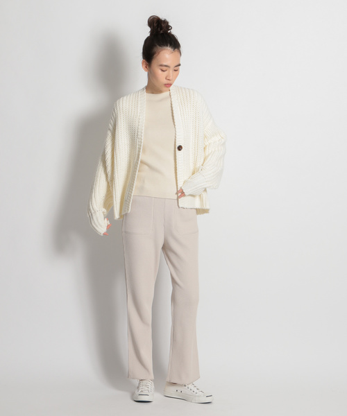 niko and...（ニコアンド）の「ローゲージ抜き襟カーディガン（カーディガン/ボレロ・レディース・ライトブルー/ネイビー/オフホワイト・MEDIUM/LARGE）」の4枚目の写真