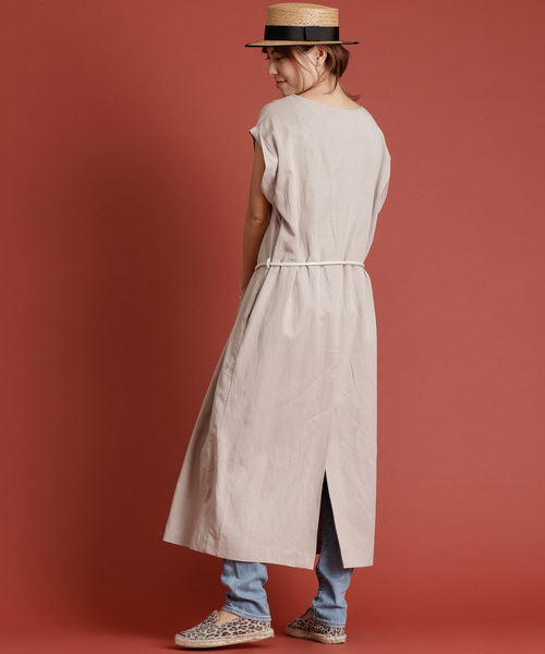 Munich（ミューニック）の「リヨセルリネンコットンツイルノースリーブロングワンピース（ワンピース・レディース・ベージュ/オフホワイト/カーキ・FREE）」の22枚目の写真