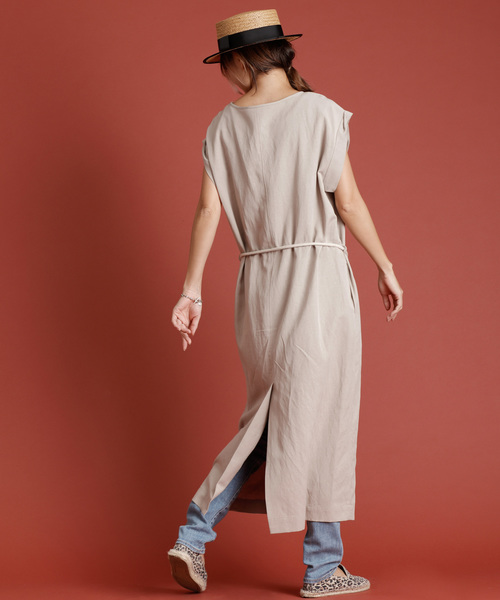 Munich（ミューニック）の「リヨセルリネンコットンツイルノースリーブロングワンピース（ワンピース・レディース・ベージュ/オフホワイト/カーキ・FREE）」の20枚目の写真