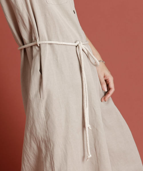 Munich（ミューニック）の「リヨセルリネンコットンツイルノースリーブロングワンピース（ワンピース・レディース・ベージュ/オフホワイト/カーキ・FREE）」の10枚目の写真