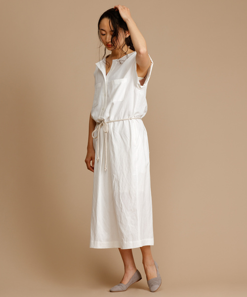 Munich（ミューニック）の「リヨセルリネンコットンツイルノースリーブロングワンピース（ワンピース・レディース・ベージュ/オフホワイト/カーキ・FREE）」の16枚目の写真