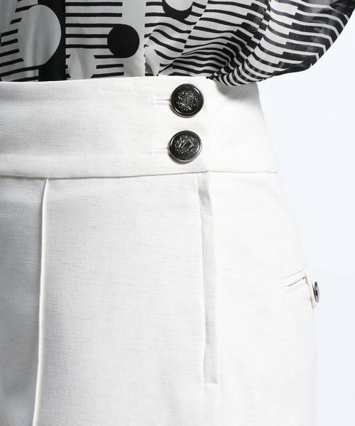 NARACAMICIE（ナラカミーチェ）の「《セットアップスーツ対応》エラシックマイヤーワイドパンツ（その他パンツ・レディース・ホワイト/ベージュ/ネイビー・SMALL/MEDIUM/LARGE）」の4枚目の写真