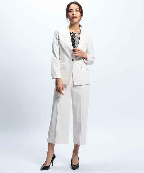 NARACAMICIE（ナラカミーチェ）の「《セットアップスーツ対応》エラシックマイヤーワイドパンツ（その他パンツ・レディース・ホワイト/ベージュ/ネイビー・SMALL/MEDIUM/LARGE）」の7枚目の写真