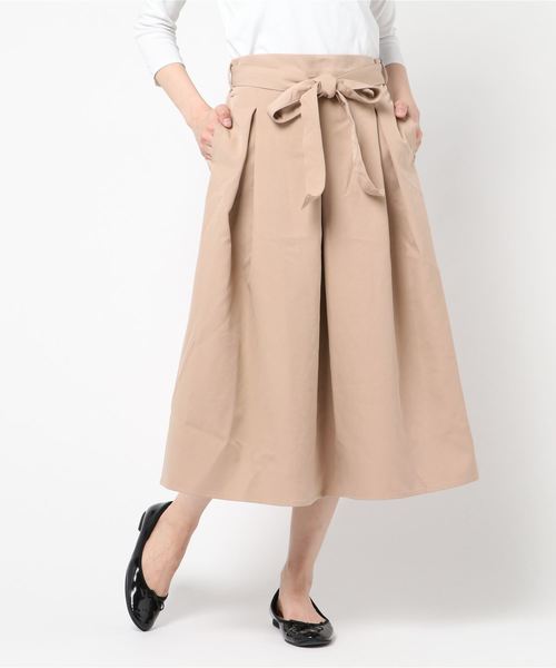 おしゃれスタ(オシャレスタ)の「シルケットポンチ タックフレアSK(LC)(スカート・レディース・ベージュ/ネイビー/カーキ/ピンク/ブルー・FREE)」の8枚目の写真