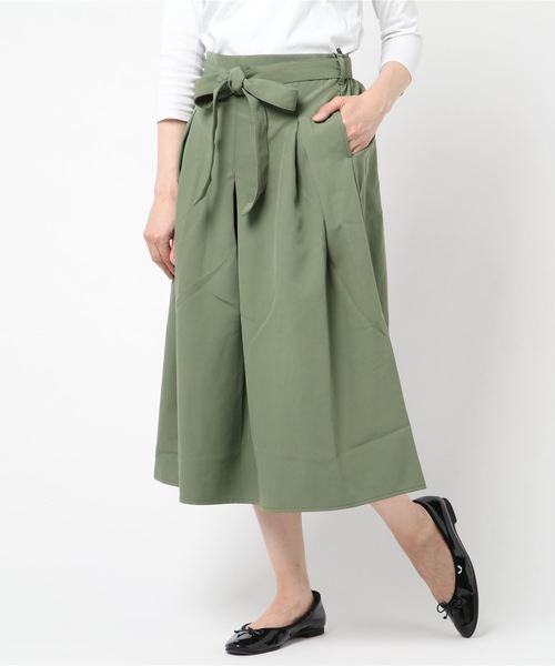 おしゃれスタ(オシャレスタ)の「シルケットポンチ タックフレアSK(LC)(スカート・レディース・ベージュ/ネイビー/カーキ/ピンク/ブルー・FREE)」の9枚目の写真