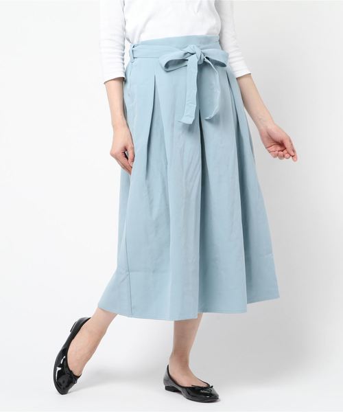 おしゃれスタ(オシャレスタ)の「シルケットポンチ タックフレアSK(LC)(スカート・レディース・ベージュ/ネイビー/カーキ/ピンク/ブルー・FREE)」の11枚目の写真