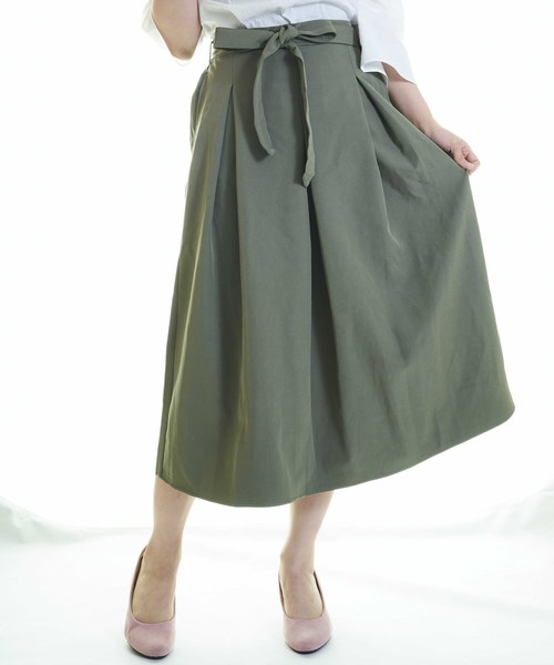 おしゃれスタ(オシャレスタ)の「シルケットポンチ タックフレアSK(LC)(スカート・レディース・ベージュ/ネイビー/カーキ/ピンク/ブルー・FREE)」の14枚目の写真