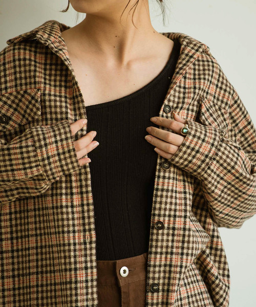 Aunt Marie's(アントマリーズ)の「AUNT MARIE'S カップ付きワンショルリブタンク(タンクトップ・レディース・ホワイト/ブラック/ブラウン・FREE)」の10枚目の写真