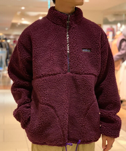 THOUSAND MILE(サウザンドマイル)の「【THOUSAND MILE/サウザンドマイル】WAVE BOA JACKET ボア ハーフジップ プルオーバー ビッグシルエット(その他アウター・メンズ・ホワイト/パープル・M/L)」の1枚目の写真