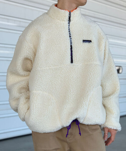 THOUSAND MILE(サウザンドマイル)の「【THOUSAND MILE/サウザンドマイル】WAVE BOA JACKET ボア ハーフジップ プルオーバー ビッグシルエット(その他アウター・メンズ・ホワイト/パープル・M/L)」の2枚目の写真