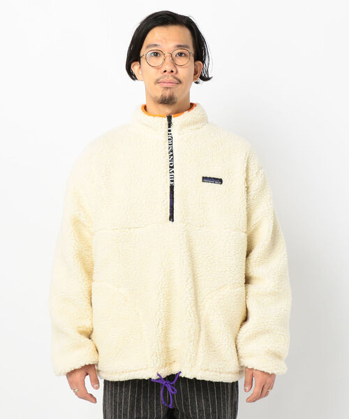 THOUSAND MILE(サウザンドマイル)の「【THOUSAND MILE/サウザンドマイル】WAVE BOA JACKET ボア ハーフジップ プルオーバー ビッグシルエット(その他アウター・メンズ・ホワイト/パープル・M/L)」の3枚目の写真