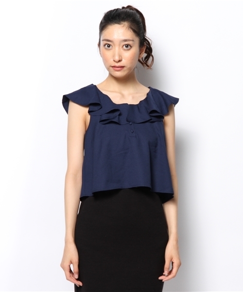 Kastane（カスタネ）の「【Kastane】BACKクロスタンク（シャツ/ブラウス・レディース・ホワイト/ネイビー・FREE）」の8枚目の写真