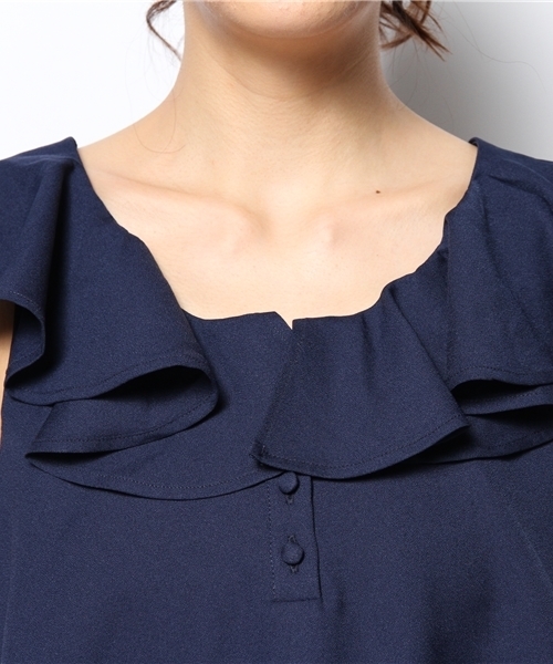 Kastane（カスタネ）の「【Kastane】BACKクロスタンク（シャツ/ブラウス・レディース・ホワイト/ネイビー・FREE）」の5枚目の写真