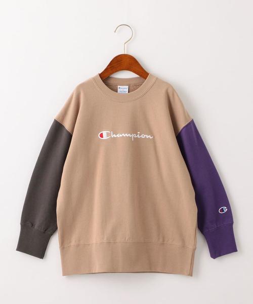 Champion(チャンピオン)の「◆【ジュニア】〔別注〕CHAMPION(チャンピオン)ロゴ スウェット/ クレイジーパターン(スウェット・キッズ・ダークグレー/オフホワイト/ベージュ・150cm/160cm/140cm)」の3枚目の写真