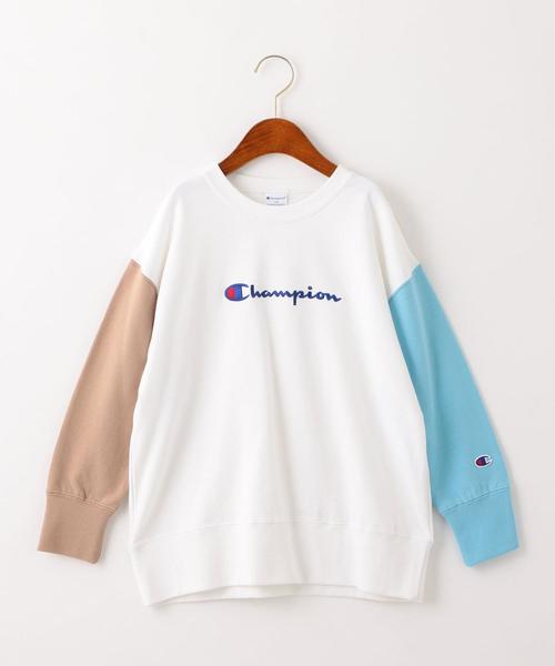 Champion(チャンピオン)の「◆【ジュニア】〔別注〕CHAMPION(チャンピオン)ロゴ スウェット/ クレイジーパターン(スウェット・キッズ・ダークグレー/オフホワイト/ベージュ・150cm/160cm/140cm)」の1枚目の写真