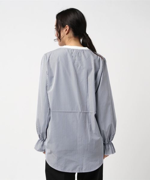 DING（ディング）の「DING/ストライプ切り替えトップス（Tシャツ/カットソー・レディース・ネイビー/ホワイト・FREE）」の12枚目の写真