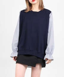 DING | DING/ストライプ切り替えトップス(Tシャツ/カットソー)