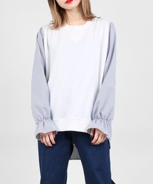 DING | DING/ストライプ切り替えトップス(Tシャツ/カットソー)